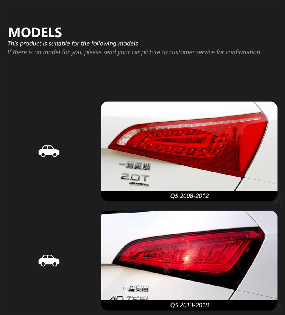 Car Lights for Audi Q5 Tail Light 20 08-20 17 Animation LED Tail Lamp Rear Lamp Turn Signal Dynamic DRL Automotive Accessories