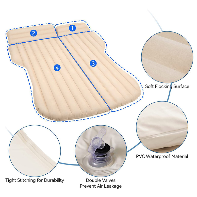 Car Air Inflatable Mattress Universal SUV Auto Travel Sleeping Bed Pad for Rear Seat Trunk Sofa Pillow Outdoor Camping Mat Large Cushion for Tesla Mod