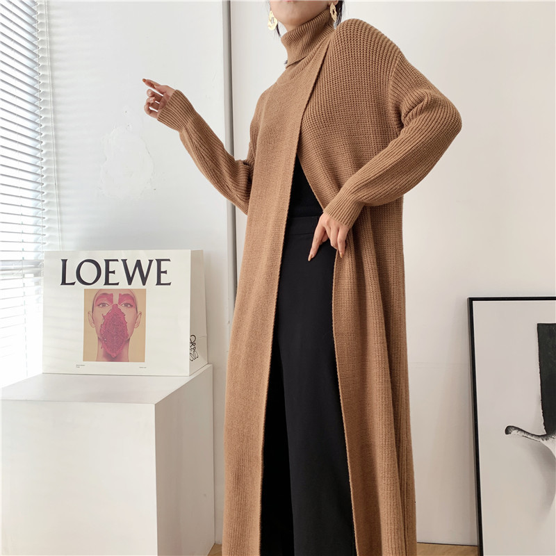Women s Sweaters ZAYAU Vent Long Knitting Sweater Loose Fit Turtleneck Sleeve Women Pullovers Fashion Autumn Winter 230213