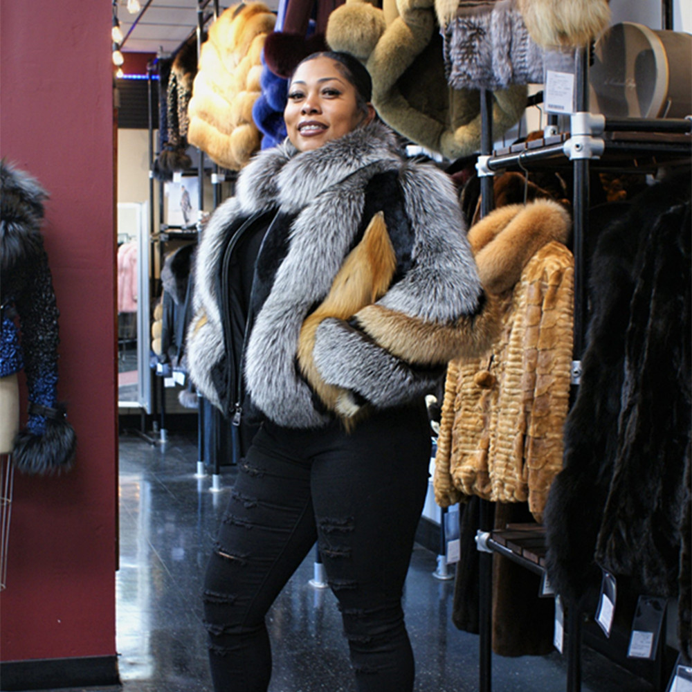 Women Blends Real Natural Fur Jacket Women Genuine Silver Short Coat Full Sleeves Winter Plush Red Female 230213