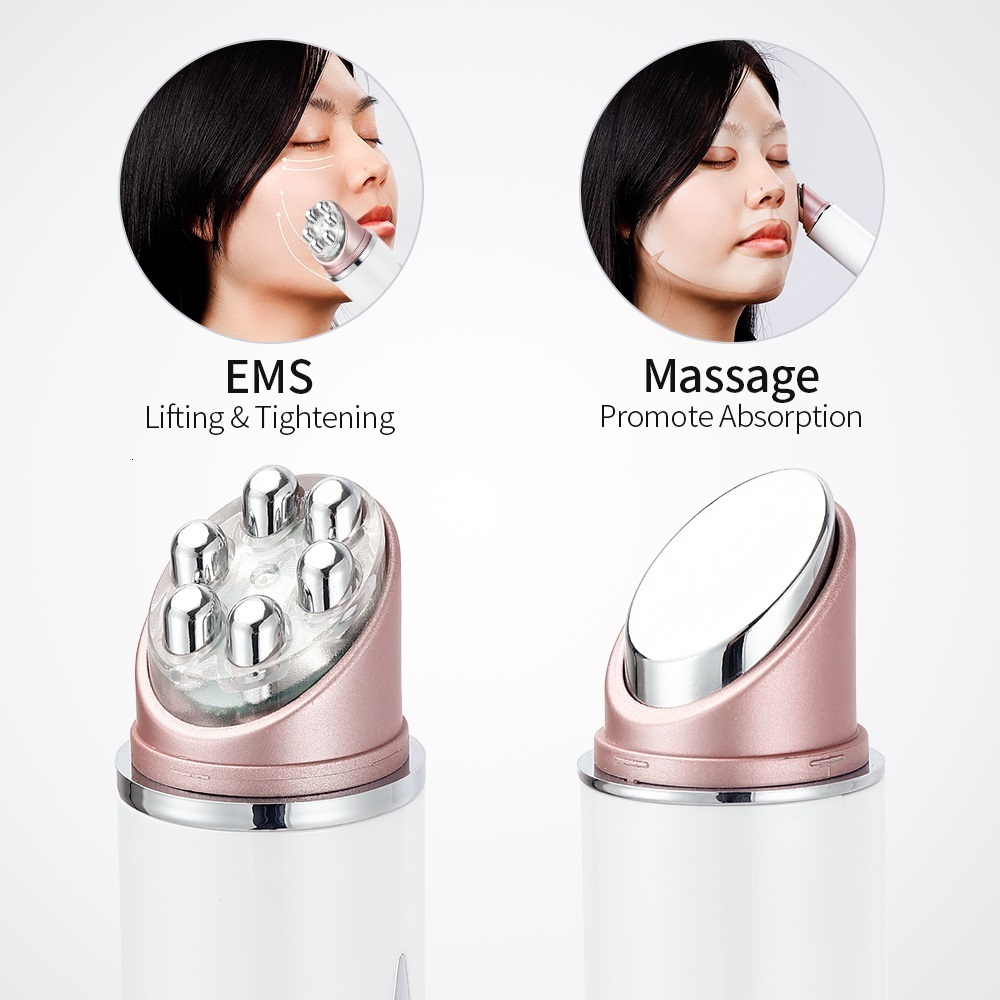 Face Massager Multifunction LED Pon Therapy High Vibration EMS Heating Massage Face Eye Massager Skin Lifting Anti-Wrinkle SPA Tool 230211