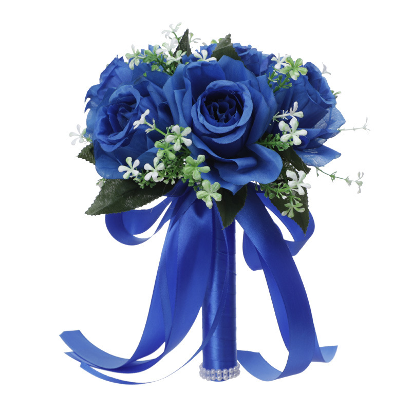 Wedding Flowers Bridal Bouquet blue Color Roses Artifical Flower for accessories