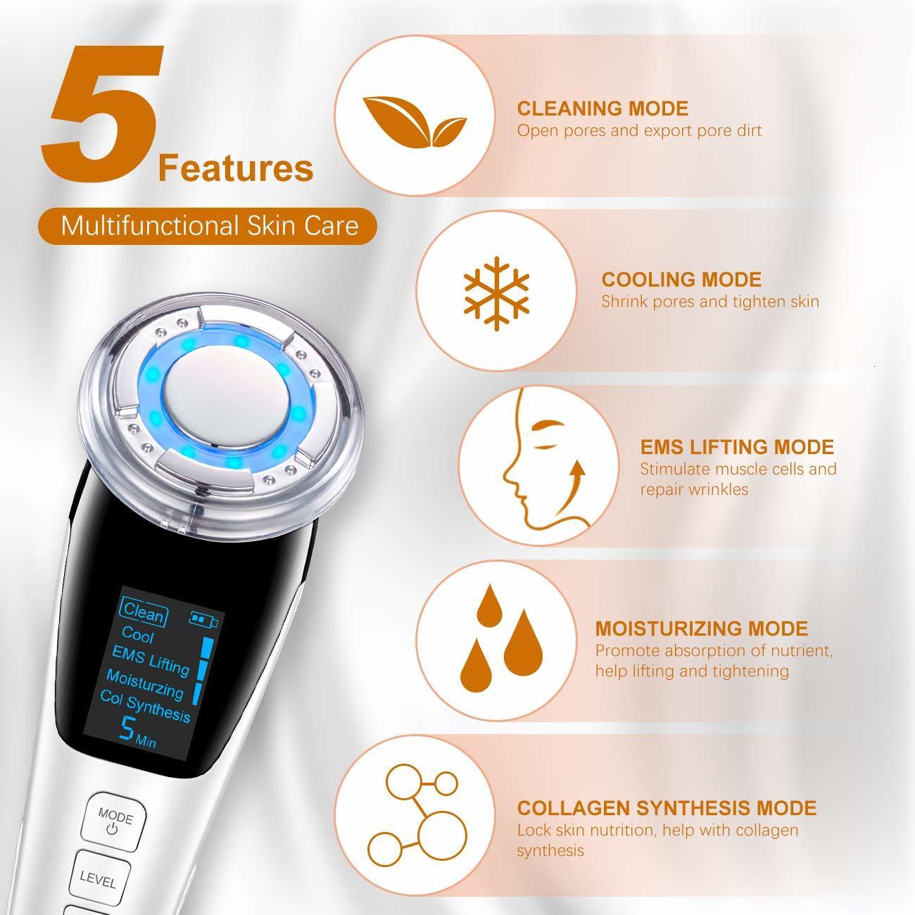 Face Massager EMS Cool Massager LED Pon Light Therapy Skin Care Tool Device Face Lifting Tighten Sonic Massage Beauty Machine 92 230211