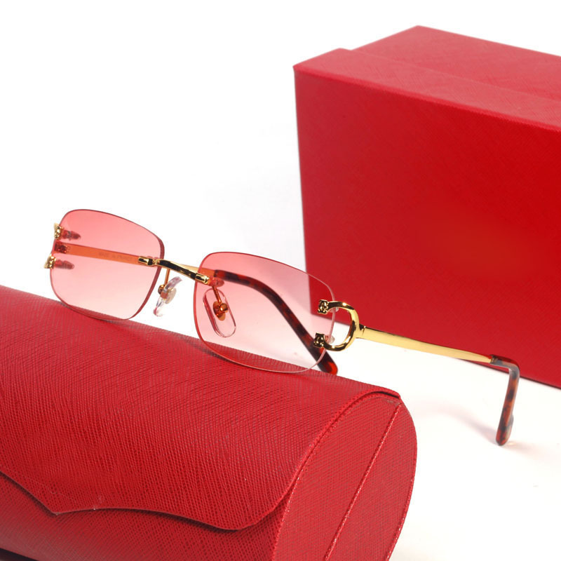 Fashion Eyewear Mens Womens Sun glasses Designer Sunglasses Luxury Square Metal Sunglass Brand For Men Woman Mirror Glass Lenses with Box gafas para el sol de mujer