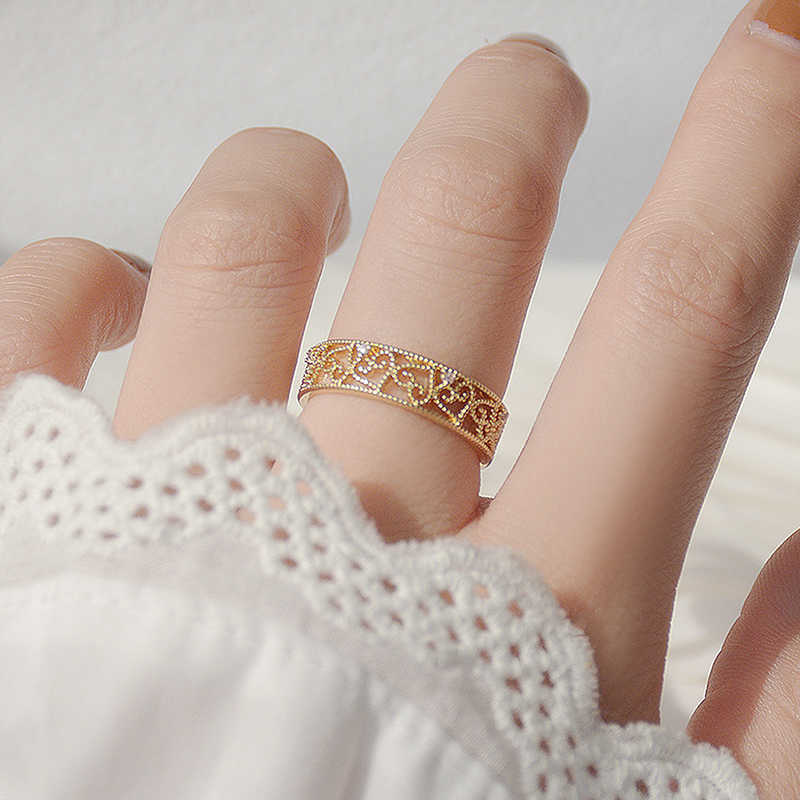 Band Rings Korean Heart Pattern Lace Ring for Women Crystal Green Gem Bling Zircon Femme Ring Wedding Bridal Jewelry Pendant Accessories G230213