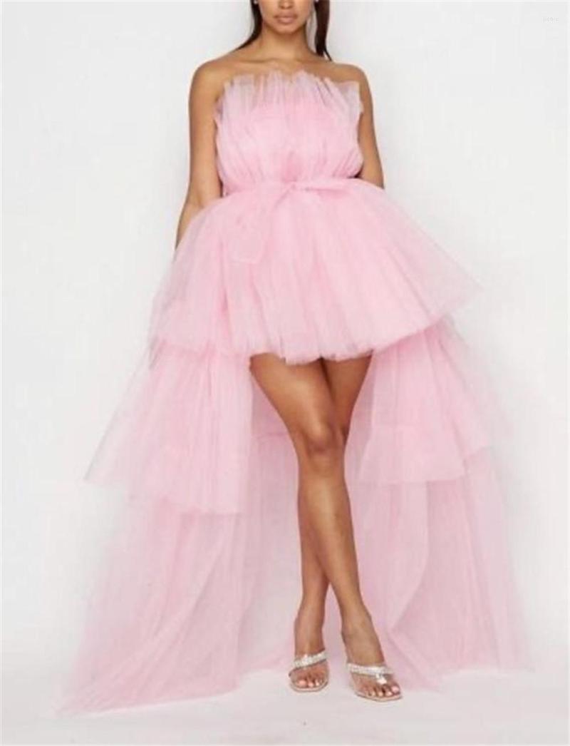 Casual Dresses Tulle Party Wedding For Women 2023 Off Shoulder Strapless High Waist Asymmetrical tail Formal Ball Gown Dress Free shi