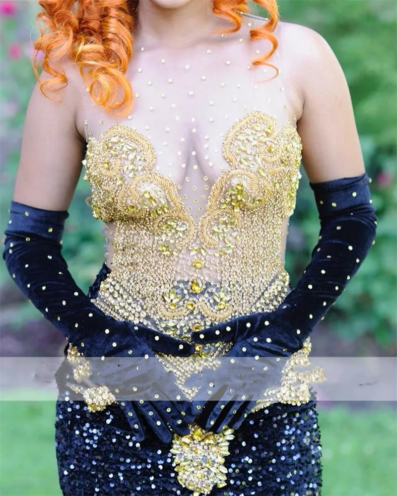 Custom Made 2023 O Neck Long Prom Dress for Black Girls Beaded Birthday Party Gowns Plus Size Ruffles Mermaid Evening Dresses 322 es