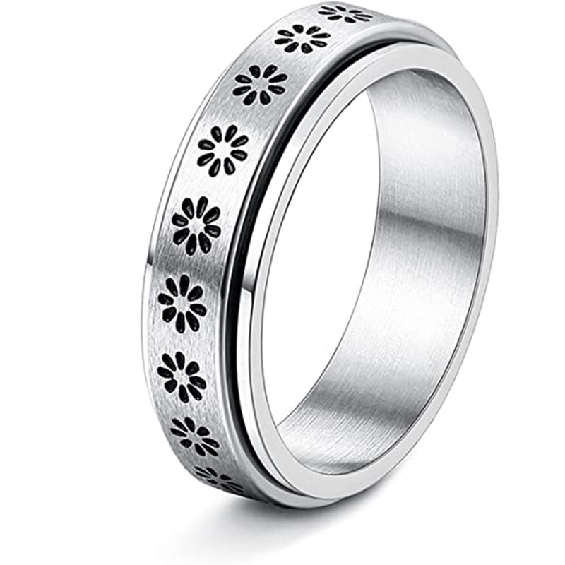 Anxiety Fidget Spinner Rings for Men Male Black Stainless Steel Spinning Rotate Ring for Women Anti Stress Accessories Jewelry