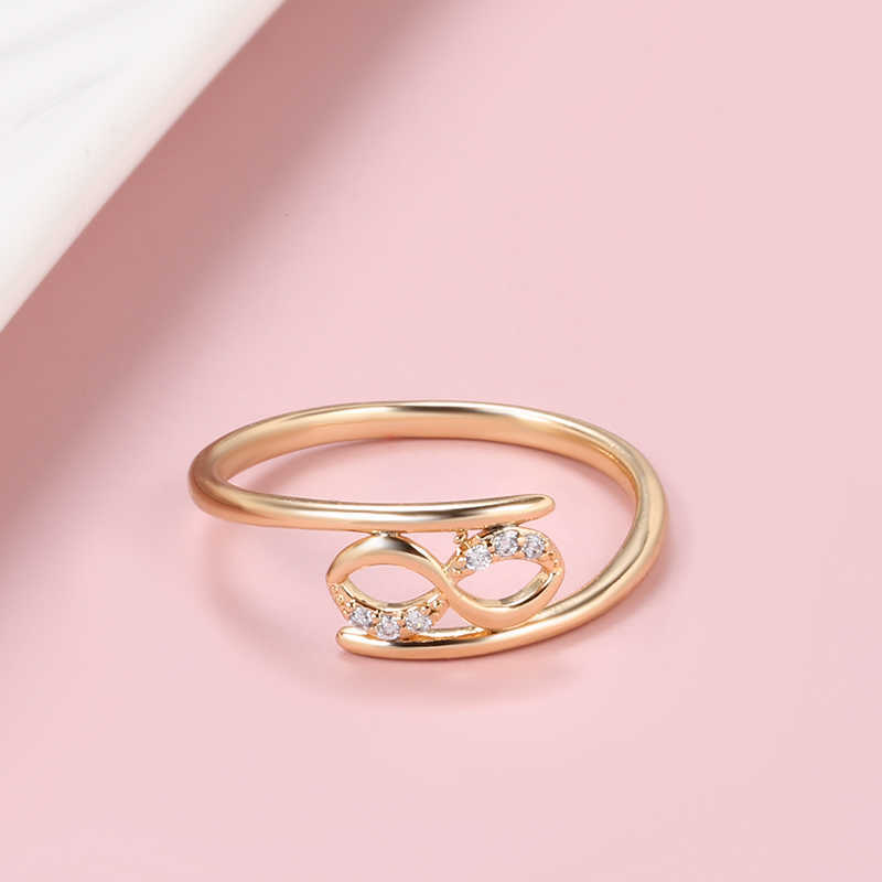 Band Rings Minimalist Double Twist White Zircon Geometric Rings For Women 585 Gold Color Simple Party Jewelry Daily Wear Slim Rings G230213