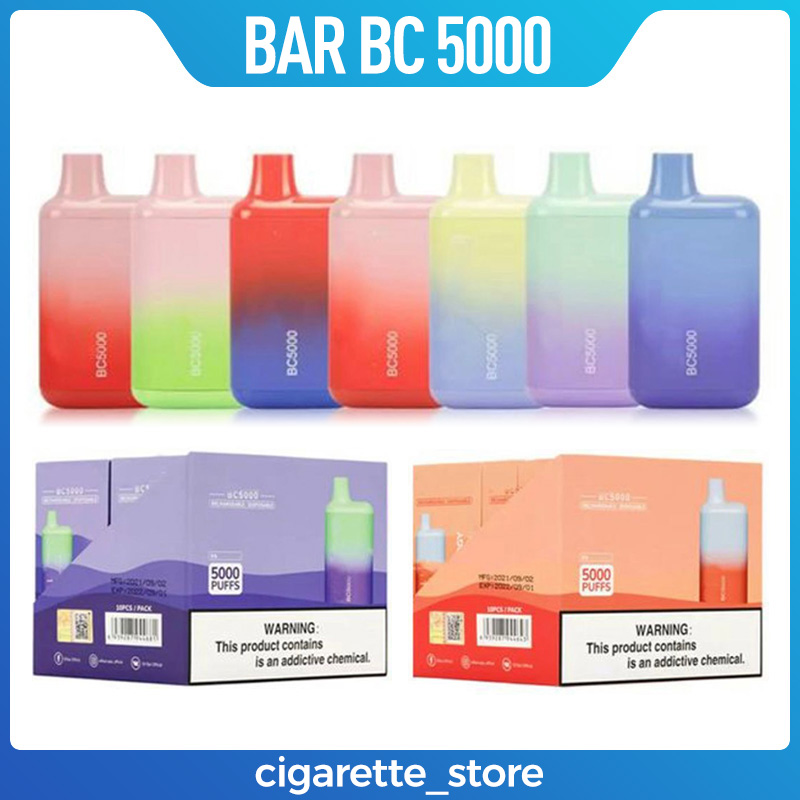 Bar BC 5000 Puffs Disposable E cigarette Vape Pen 12ml Prefilled Cartridges Mesh Coil 5% Nic 650mAh Rechargeable vape pen Cartridge Vaporizers Portable Vapor Devcice
Bar BC 5000 Puffs Disposable E cigarette Vape Pen 12ml Prefilled Cartridges Mesh Coil 5% Nic 650mAh Rechargeable vape pen Cartridge Vaporizers Portable Vapor Devcice