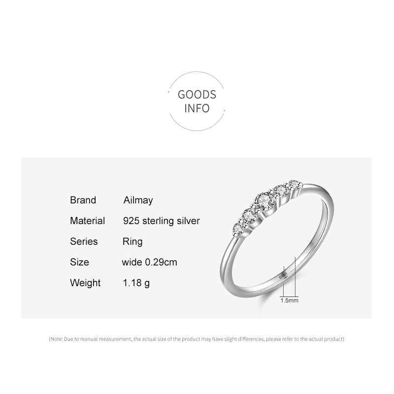 Band Rings Ailmay Exquisite Sterling Silver 925 Stackable Geometric Design Round Finger Rings for Women Fashion Simple Plain Fine Jewelry G230213
