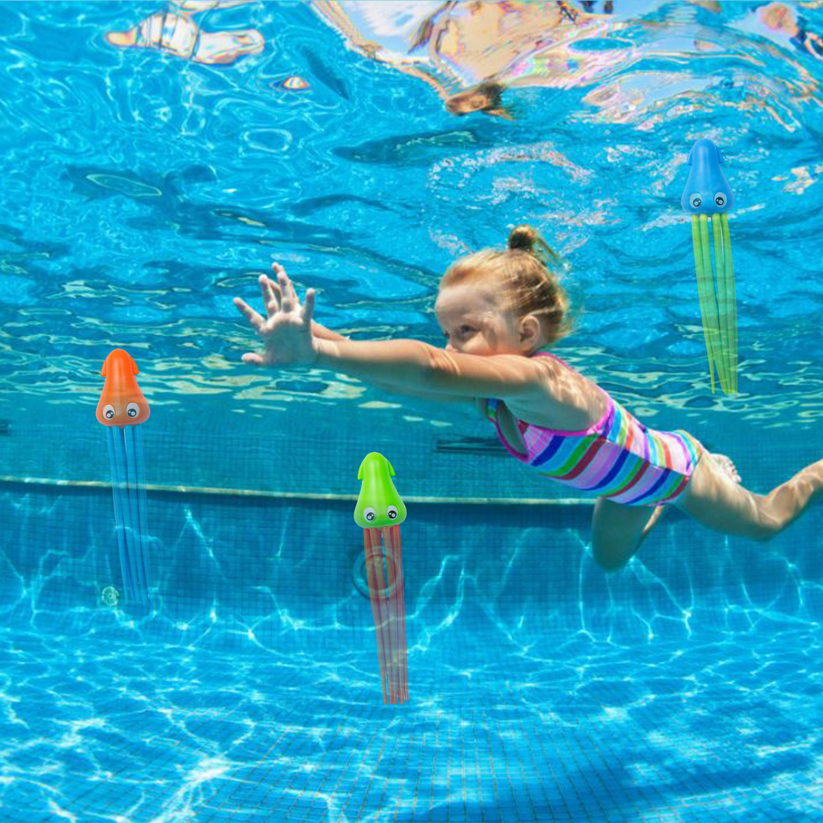 Bath Toys 3PCS Children Swimming Octopus Pool Diving Toys Children Funny Octopus Play Water Toys Underwater Training Fun Bath Toys Gift 230211