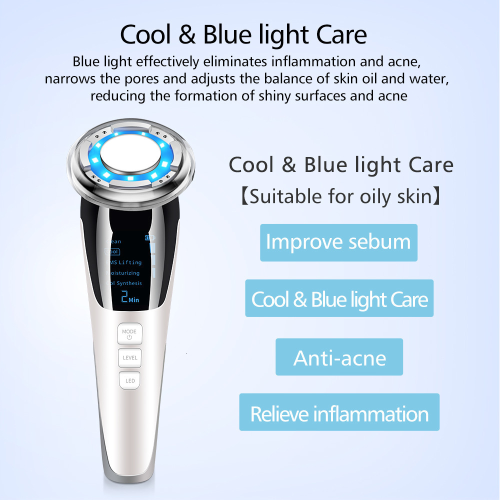 Face Massager EMS Cool Massager LED Pon Light Therapy Skin Care Tool Device Face Lifting Tighten Sonic Massage Beauty Machine 92 230211