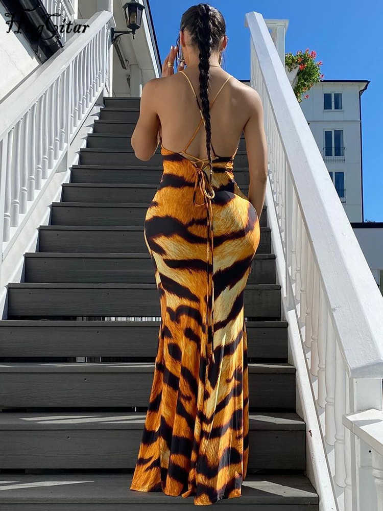 Party Dresses Hugcitar Tiger Print Sleeveless Backless Bandage Slips Maxi Dress Sexy Bodycon Summer Fashion Clothes Streetwear Party Wholesale T230210, Gold
Party Dresses Hugcitar Tiger Print Sleeveless Backless Bandage Slips Maxi Dress Sexy Bodycon Summer Fashion Clothes Streetwear Party Wholesale T230210, Gold
