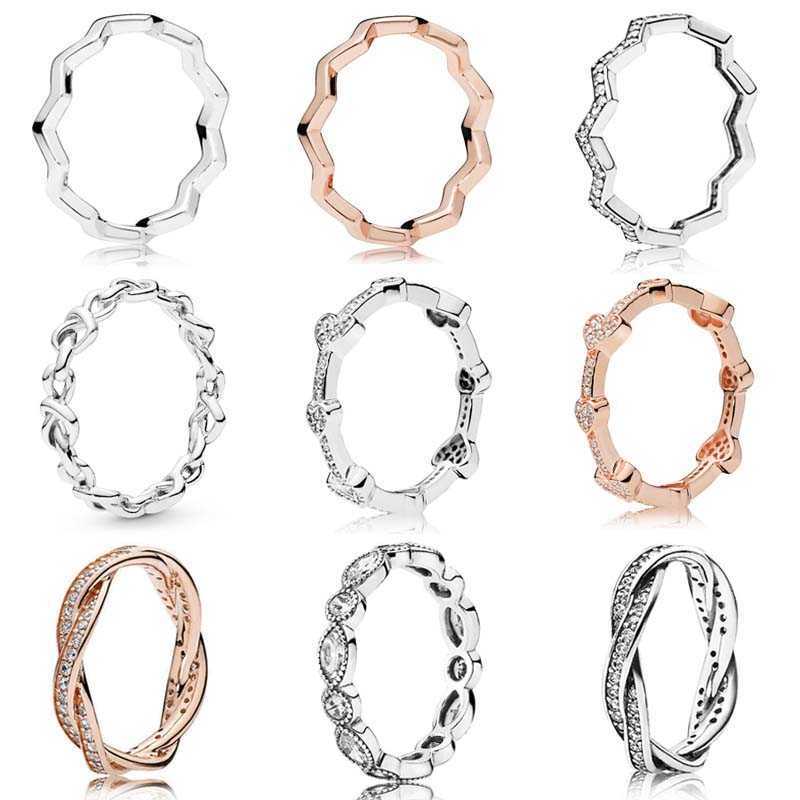 Band Rings Original Pave Love Eternal Braided Alluring Hearts Timeless Zig Zag With Crystal Ring 925 Sterling Silver Ring Europe Jewelry G230213