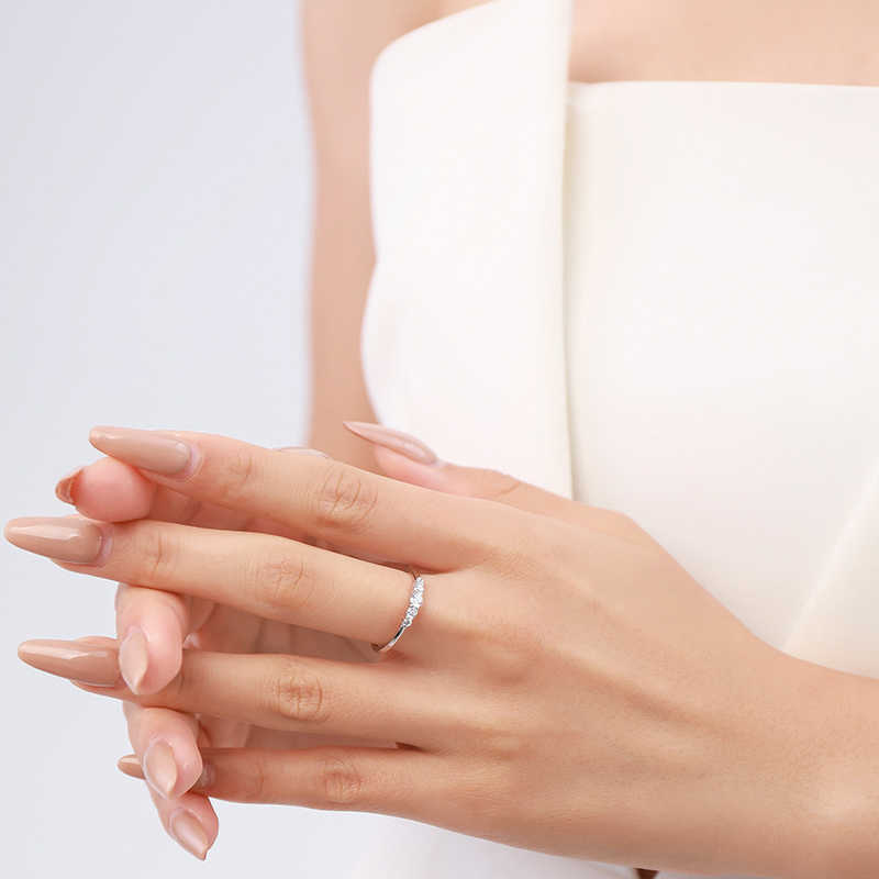 Band Rings Ailmay Exquisite Sterling Silver 925 Stackable Geometric Design Round Finger Rings for Women Fashion Simple Plain Fine Jewelry G230213