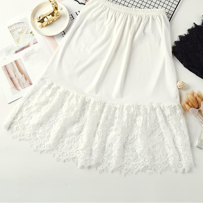 Two Piece Dress Women Skirt Extender Knee Lace Slip Hollow Length A-Line Half Extenders