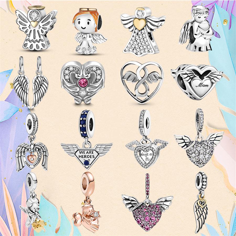 925 Silver bead fit Charms Pandora Charm Bracelet Angel Heart Charms Angels Wing God Of Love Feather charmes ciondoli DIY Fine Beads Je269J
925 Silver bead fit Charms Pandora Charm Bracelet Angel Heart Charms Angels Wing God Of Love Feather charmes ciondoli DIY Fine Beads Je269J