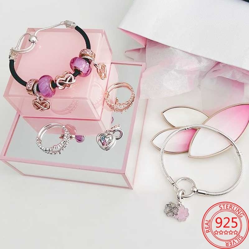 The New Popular 925 Sterling Silver Jewelry Puzzle Four Leaf Heart Charm Pendant Is Suitable For Primitive Female Diy Bracelet Making Fashion Accessor