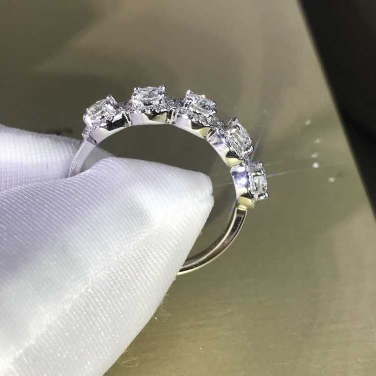 Band Rings 2022 Women's Silver Color Wedding Ring Band Bling Zircon Stone Bridal Promise S Rings Anniversary Ring Trendy Jewelry G230213