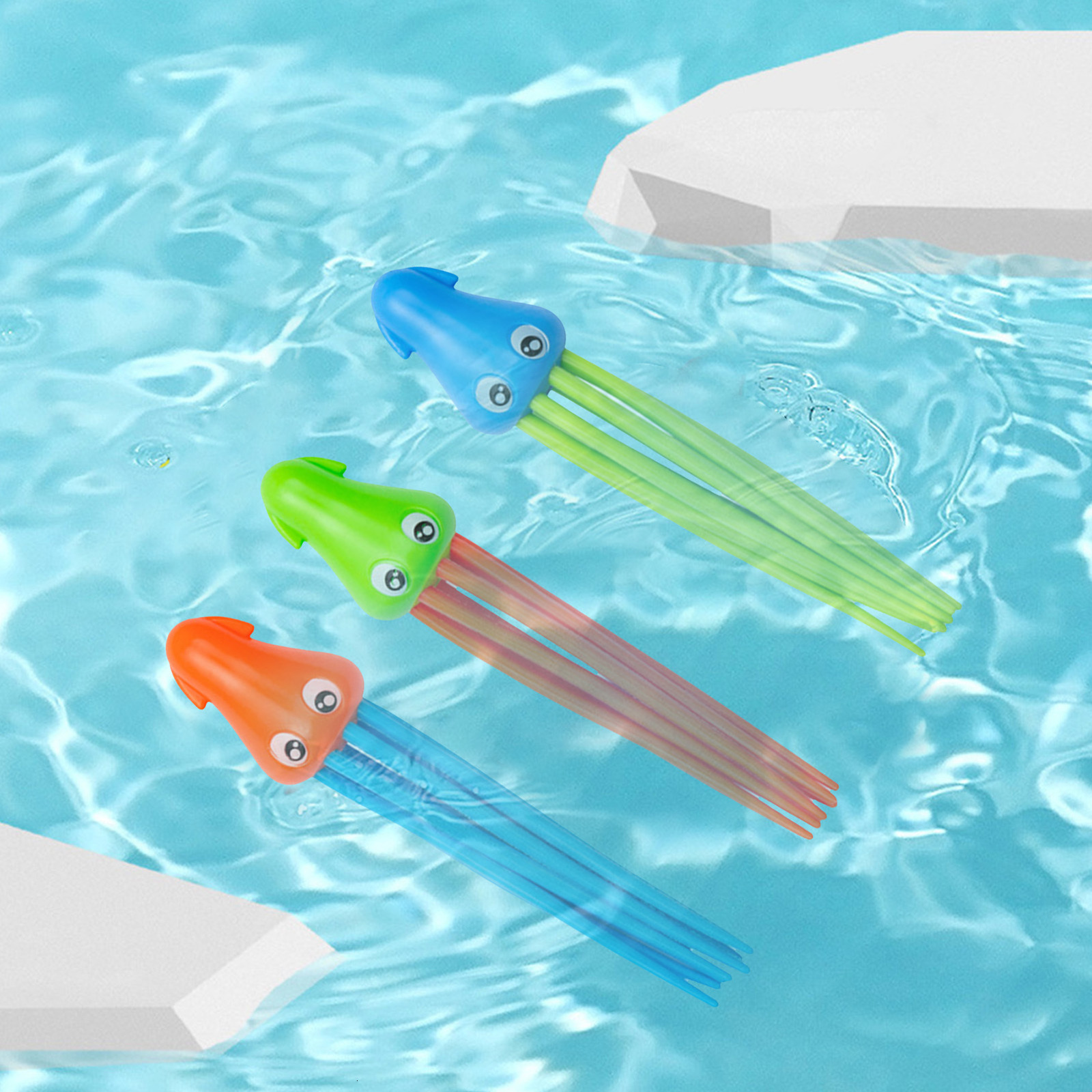 Bath Toys 3PCS Children Swimming Octopus Pool Diving Toys Children Funny Octopus Play Water Toys Underwater Training Fun Bath Toys Gift 230211