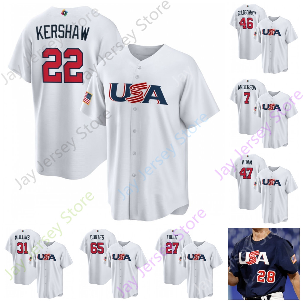 2023 World Baseball Classic WBC Team USA Jersey Kyle Schwarber Paul Goldschmidt Pete Alonso Tim Anderson DeRosa Will Smith Miles Mikolas Adam Wainwright Bednar, 2023 white
2023 World Baseball Classic WBC Team USA Jersey Kyle Schwarber Paul Goldschmidt Pete Alonso Tim Anderson DeRosa Will Smith Miles Mikolas Adam Wainwright Bednar, 2023 white