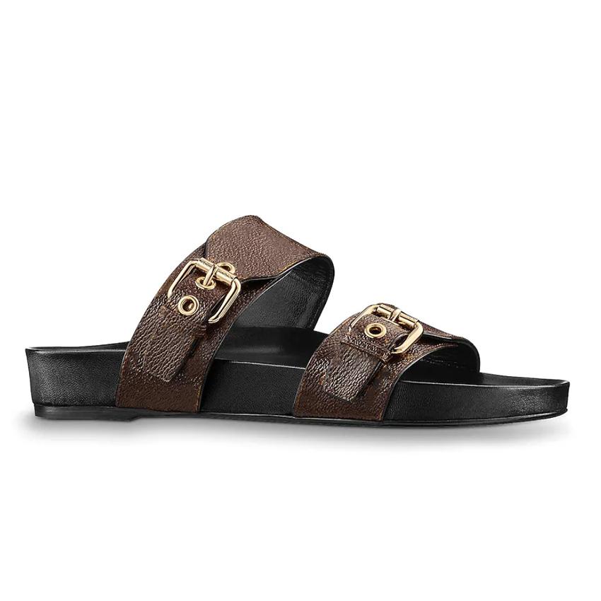 With Box 2020 luxury design women Beach slippers summer Bom Dia Flat Mule sandal ladies gold-tone buckles two straps slide shoes size 35- ue, Black/tan flower skin
With Box 2020 luxury design women Beach slippers summer Bom Dia Flat Mule sandal ladies gold-tone buckles two straps slide shoes size 35- ue, Black/tan flower skin