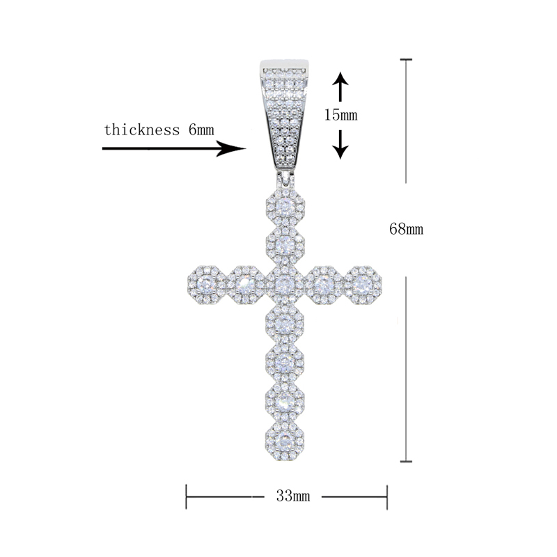 iced out men boy cross pendant necklace with rope chain gold silver hip hop necklaces jewelry with 5A cz paved punks tyles jewelrys wholesale