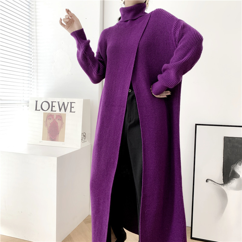 Women s Sweaters ZAYAU Vent Long Knitting Sweater Loose Fit Turtleneck Sleeve Women Pullovers Fashion Autumn Winter 230213