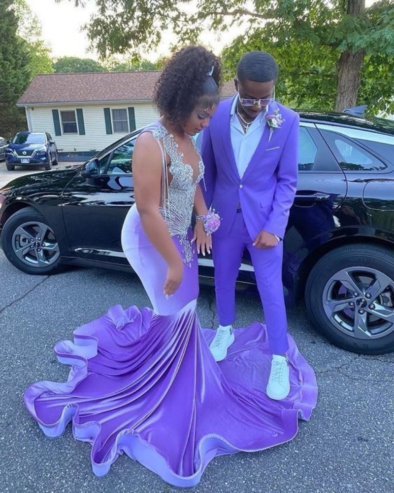Aso Ebi Lilac Velvet Evening Dress 2023 With Beaded O Neck Plus Size Mermaid Prom Dresses For Black Girls Luxury Formal Party African Formal Dress Eng