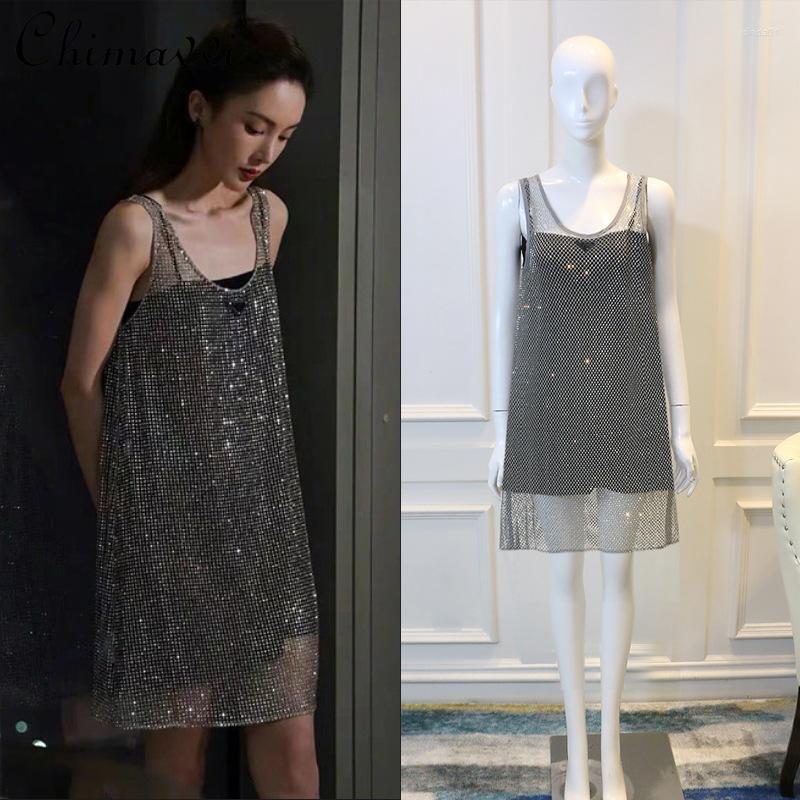 Casual Dresses Diamond Knitted Camisole Dress Sleeveless Round Neck Short Female Sequined Hollow Korean Two Pieces Vest, Gray
Casual Dresses Diamond Knitted Camisole Dress Sleeveless Round Neck Short Female Sequined Hollow Korean Two Pieces Vest, Gray