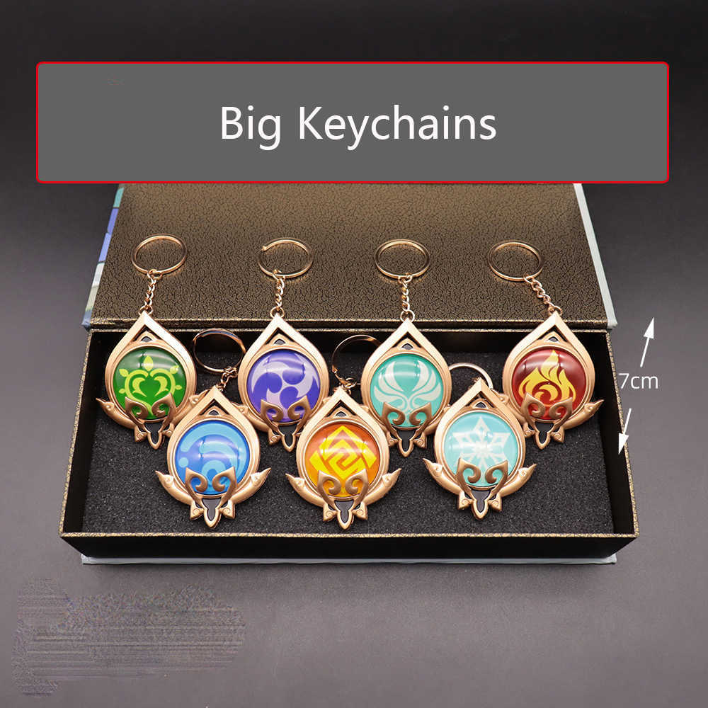 Key Rings Big Size Genshin Impact Vision Of God Keychains Genshin Sumeru Snezhnaya Inazuma Mondstadt Liyue Metal Keyrings Fashion Jewelry G230210