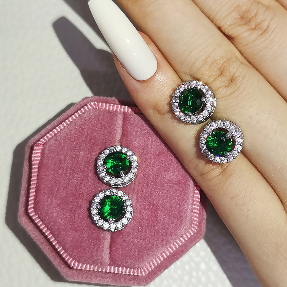 Sterg Sier Cubic Zirconia Stud Earrings: Handmade 2024 Jewelry Gift