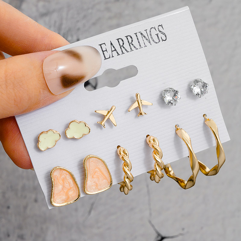 Vintage Geometric Women's Earrings Set Acrylic Pearl Hoop Earring For Women Fashion Big Circle Gold Metal Round Ear Ring Jewe