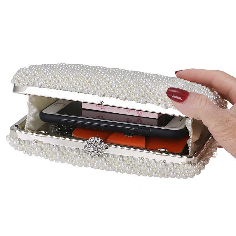 Clutch Bags Yoreai Women s Dinner Bag Pearl Small Square Package Party Phone Handbag Fashion Clutch Pouch Casual Evening Bags Shoulderbag 230213