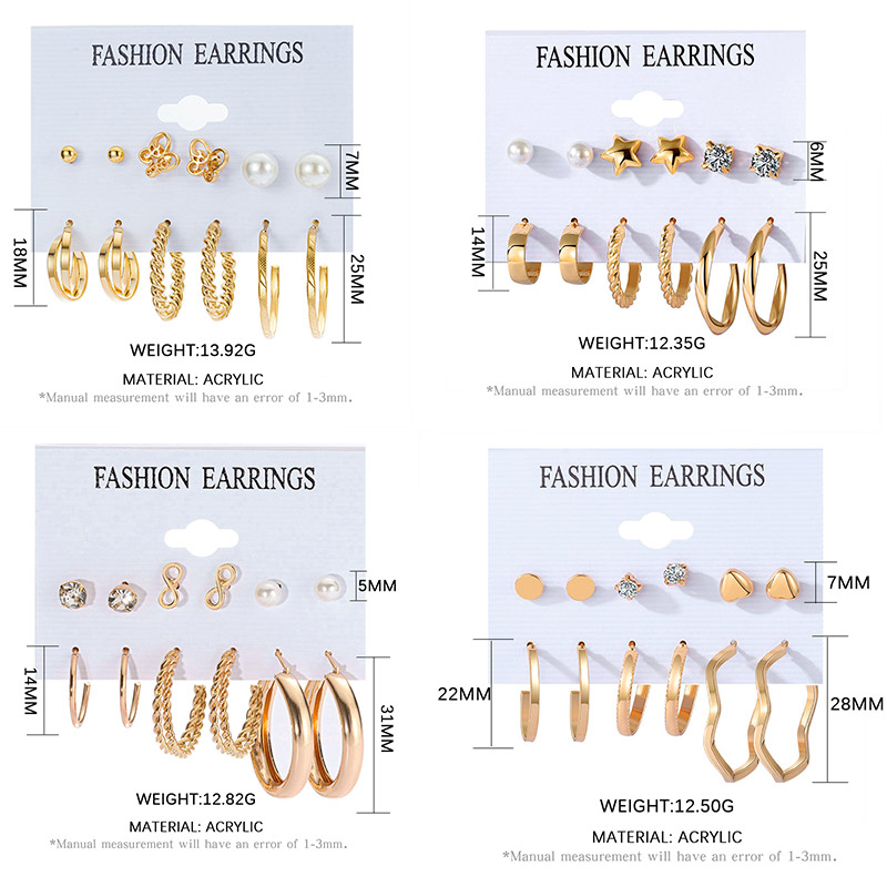 Vintage Geometric Women's Earrings Set Acrylic Pearl Hoop Earring For Women Fashion Big Circle Gold Metal Round Ear Ring Jewe