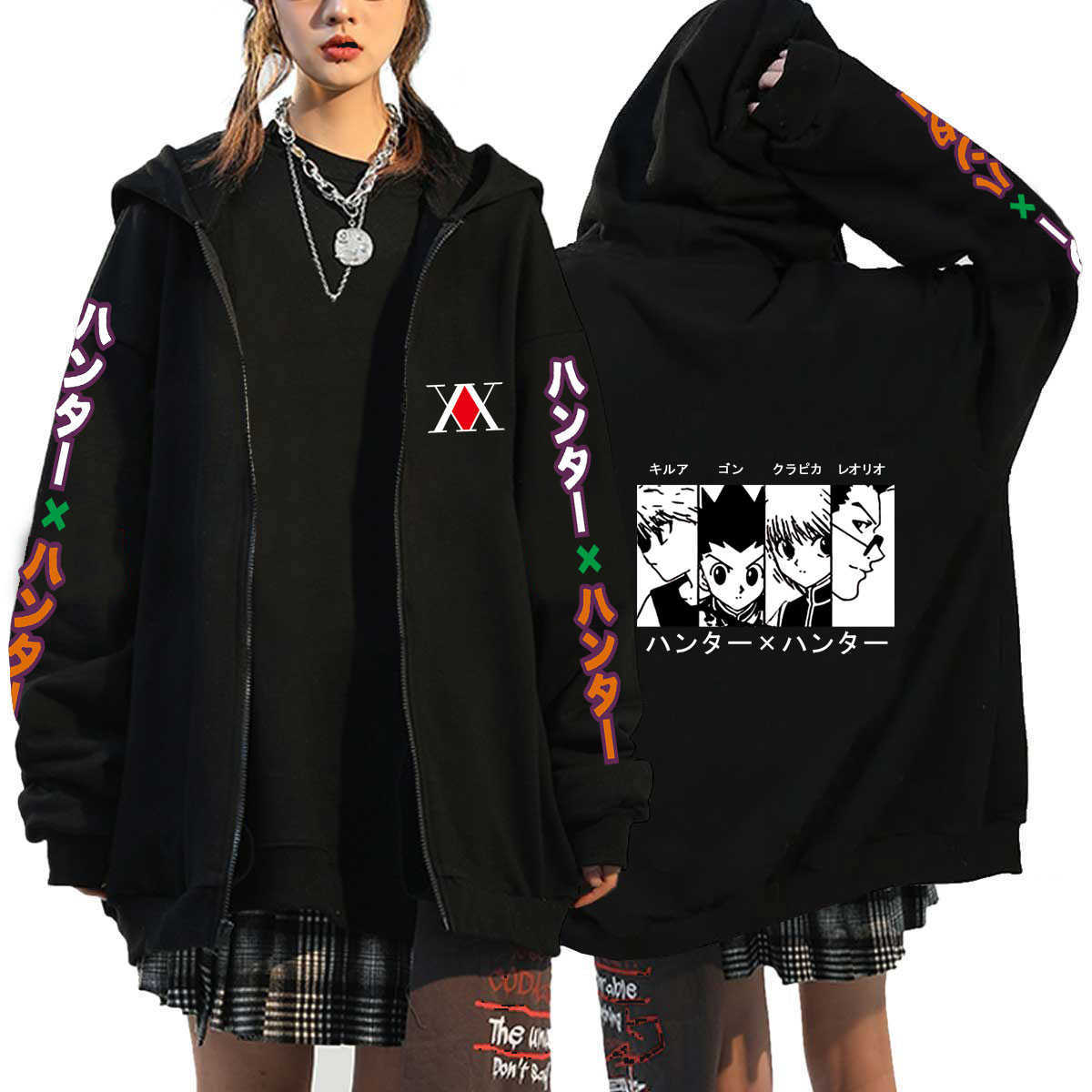Women's Hoodies Sweatshirts Hunter X Hunter Killua Zoldyck Zip Up Hoodies Streetwear Plus Size Jackets Coats Long Sleeve Fleece Zipper Anime Hood
