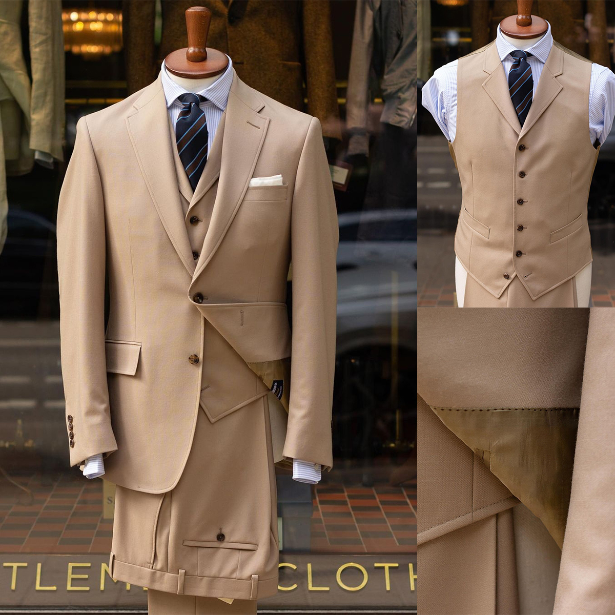 Three Pieces Wedding Tuxedos Men Suits Elegant Velvet Stripe Formal Suit Jacket Two-Button Handsome Customized Pockets Work Multi-scenario Coat Pants 