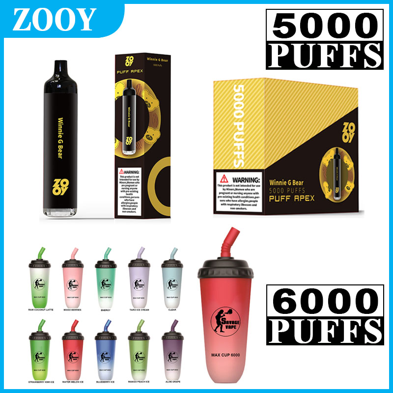 Original Electronic Cigarette ZOOY 5000 Puffs Disposable Vape Pen 12ml with 550mah rechargeable Battery ZOOY cup 6000 mesh coil 5% vaporizer vapes VS bang 5000
Original Electronic Cigarette ZOOY 5000 Puffs Disposable Vape Pen 12ml with 550mah rechargeable Battery ZOOY cup 6000 mesh coil 5% vaporizer vapes VS bang 5000