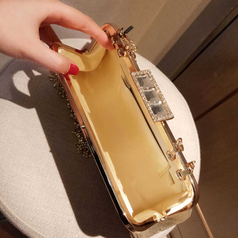 Clutch Bags Yoreai New Fashion Diamond Women s Evening Bling Day Es Gold Wedding Purse Female Handbag Shoulder Package 230213