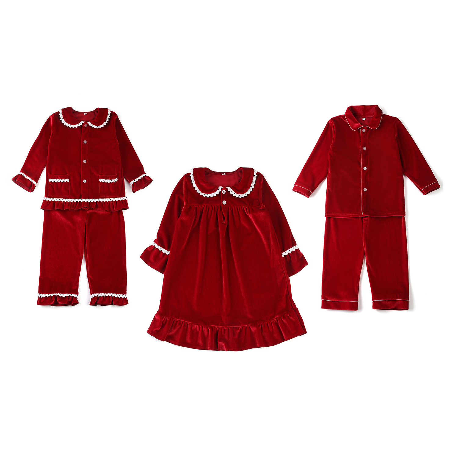 Pajamas Wholesale Family Matching Winter Toddler Navy Red Velvet Children PJS Kids Clothes Baby Girls Boys Christmas Pyjamas 230213