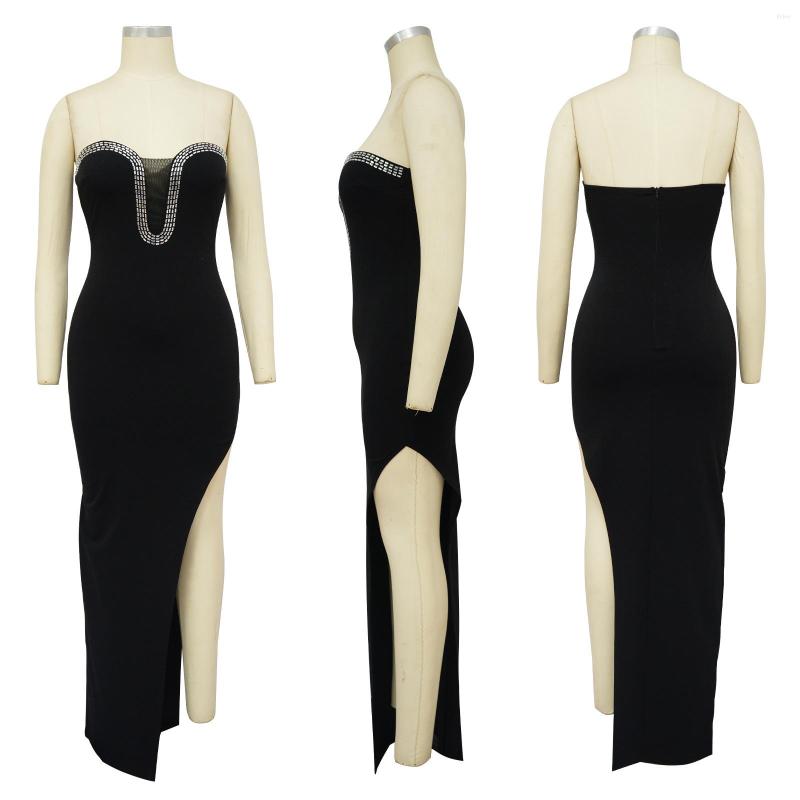 Casual Dresses Sexy Bodycon Women Strapless Dress Female Skinny Robe Girls Party Club Vestidos Ladys Slit Wrap Hip