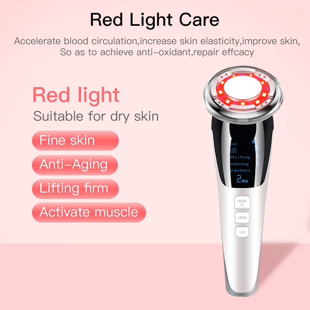 Face Massager EMS Cool Massager LED Pon Light Therapy Skin Care Tool Device Face Lifting Tighten Sonic Massage Beauty Machine 92 230211