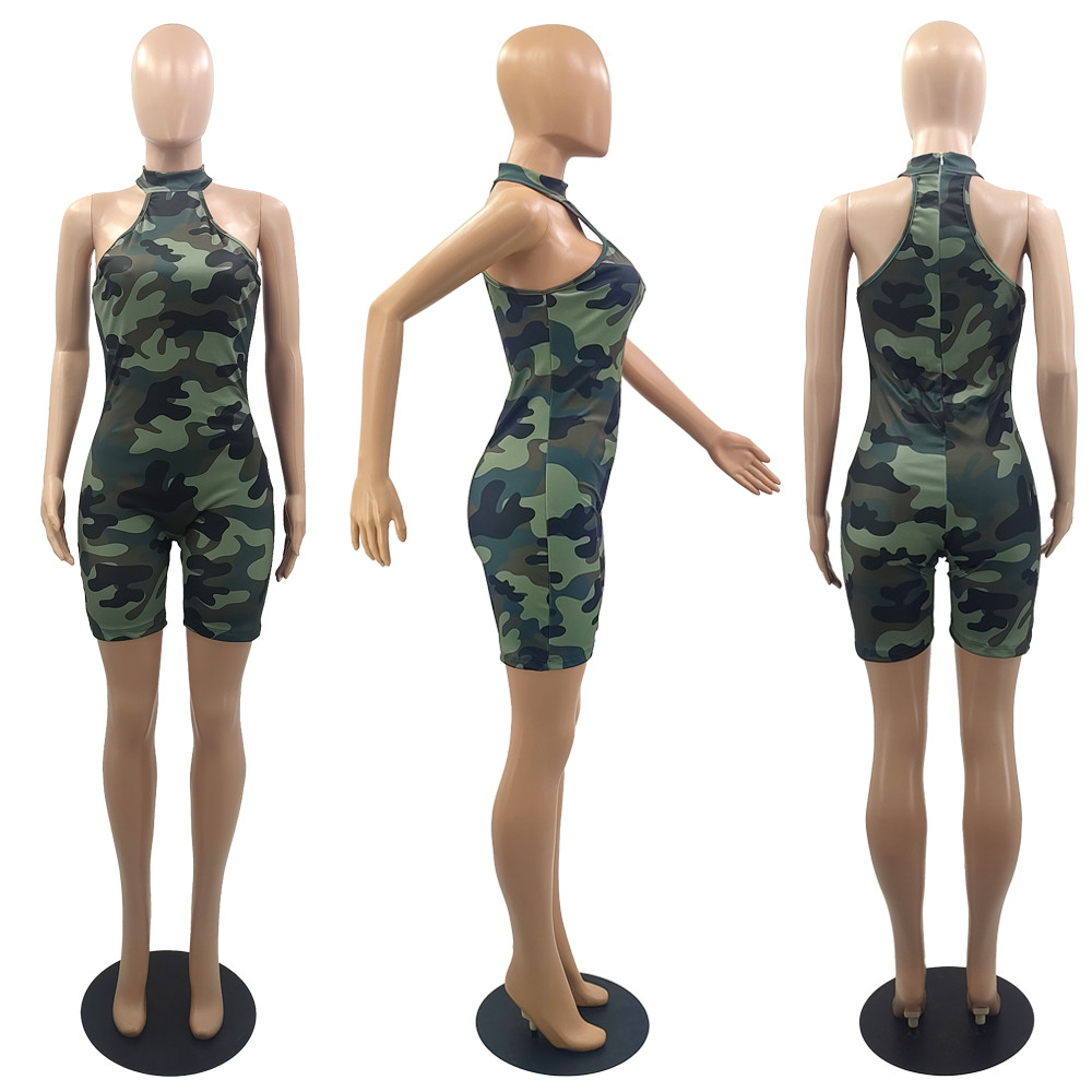 2023 Designer Rompers Spring Summer Clothes Women Sleeveless Bodycon Jumpsuits Casual One Piece Outfits Sexy Camouflage kinny Playsuits Club Wear Whol