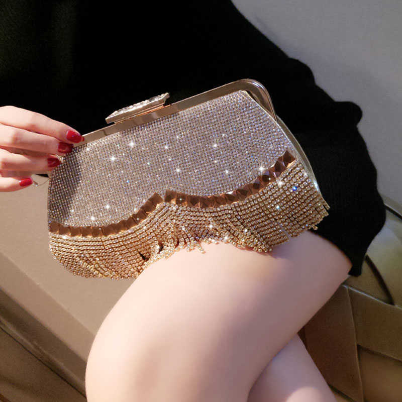 Clutch Bags Yoreai New Fashion Diamond Women s Evening Bling Day Es Gold Wedding Purse Female Handbag Shoulder Package 230213