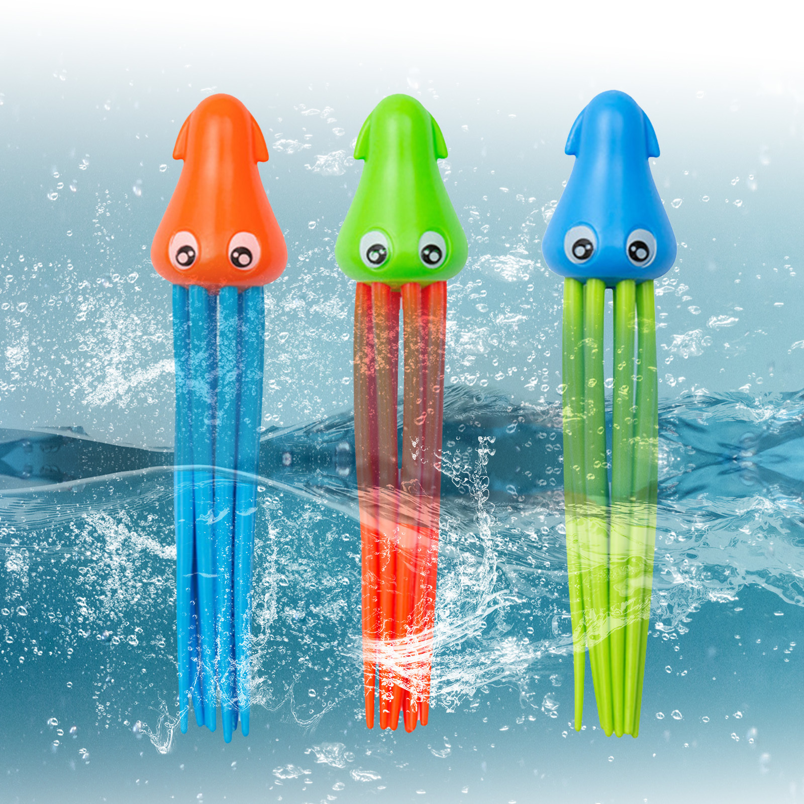 Bath Toys 3PCS Children Swimming Octopus Pool Diving Toys Children Funny Octopus Play Water Toys Underwater Training Fun Bath Toys Gift 230211