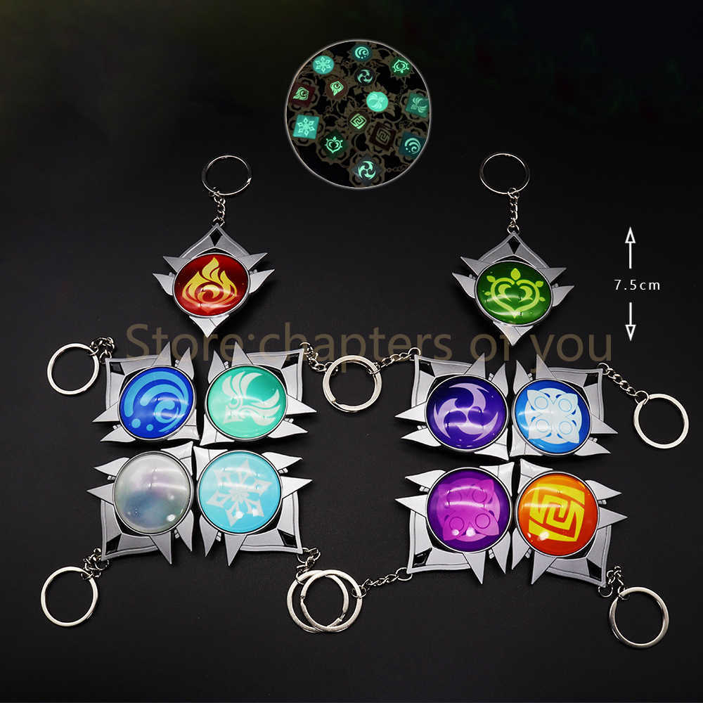 Key Rings Big Size Genshin Impact Vision Of God Keychains Genshin Sumeru Snezhnaya Inazuma Mondstadt Liyue Metal Keyrings Fashion Jewelry G230210