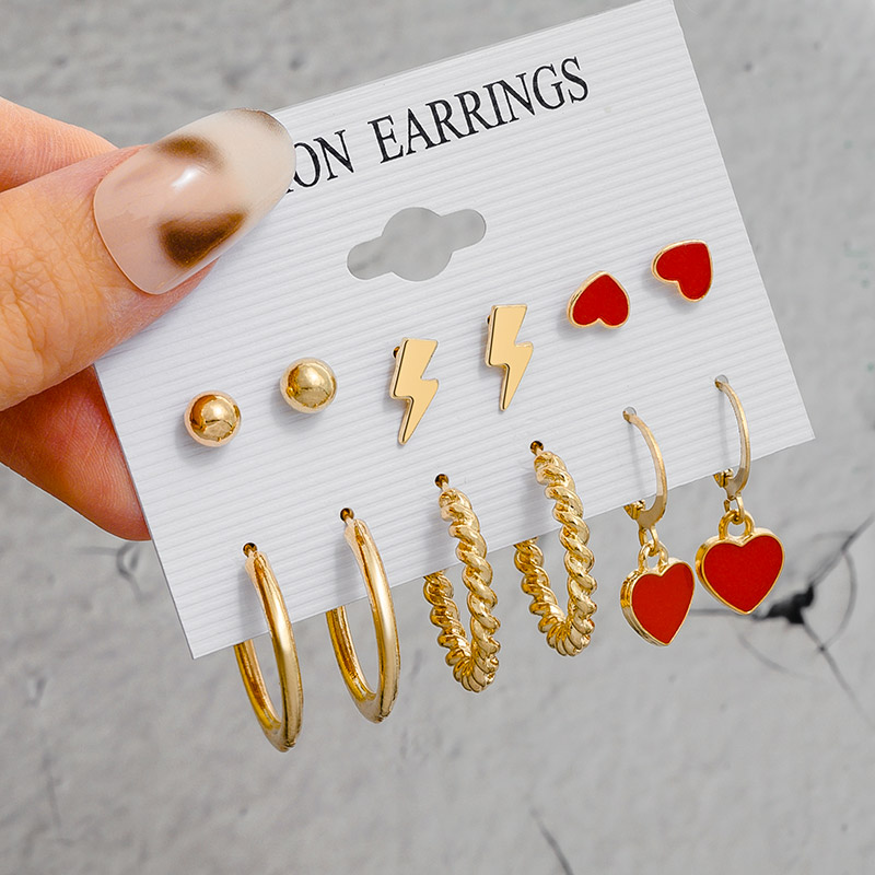 Vintage Geometric Women's Earrings Set Acrylic Pearl Hoop Earring For Women Fashion Big Circle Gold Metal Round Ear Ring Jewe