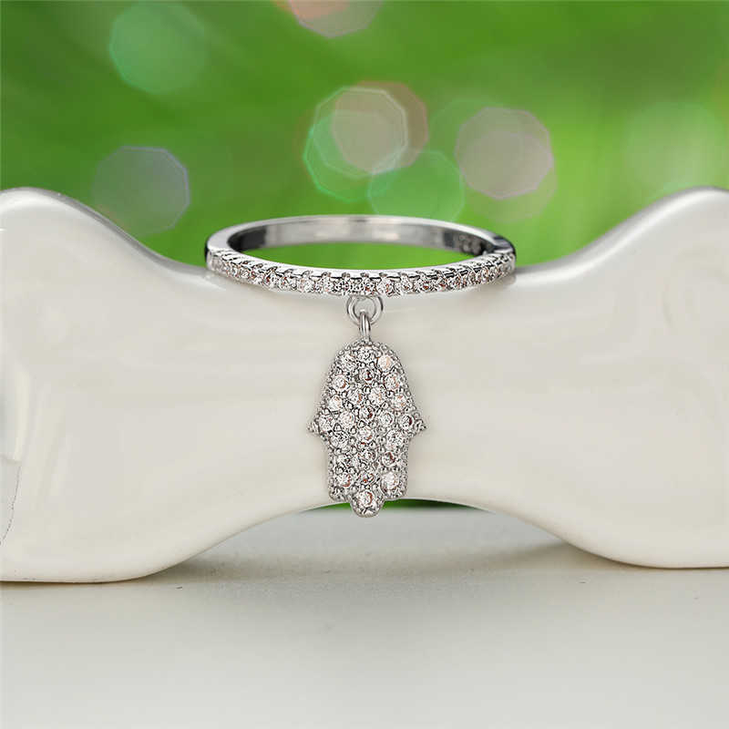 Band Rings Unique Female Small Hand Ring Boho Silver Color Bridal Engagement Ring Vintage Zircon Stone Wedding Jewelry Rings For Women G230213