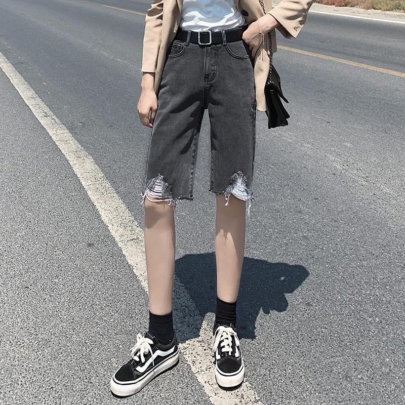 Women's Shorts Make Hole Summer Wear Five Points Trousers Women's Denim Jeans Ladies' Short Pants, Black
Women's Shorts Make Hole Summer Wear Five Points Trousers Women's Denim Jeans Ladies' Short Pants, Black